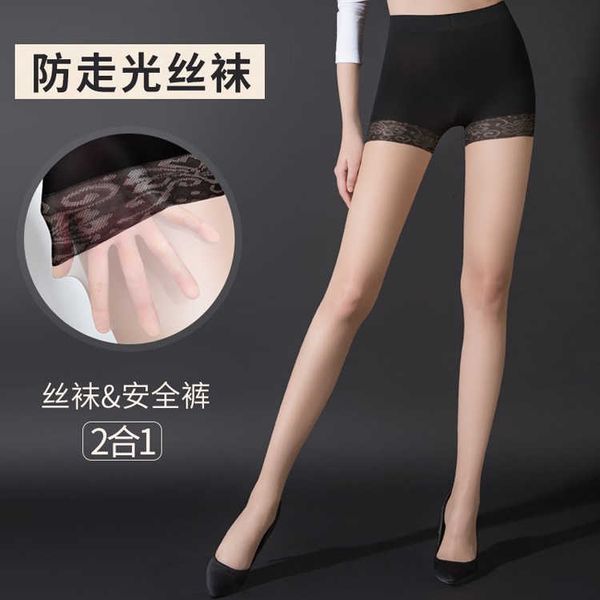 

leggings for women cut wolf-proof pantyhose lace safety pants in spring and autumn summer bottoming stockings anti-light silk, Black;white