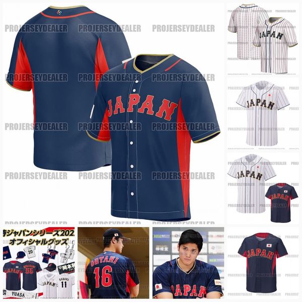 

women youth 2023 world baseball classic team japan jersey wbc shohei ohtani yu darvish seiya suzuki roki sasaki oshinobu yamamoto lars nootb, Blue;black