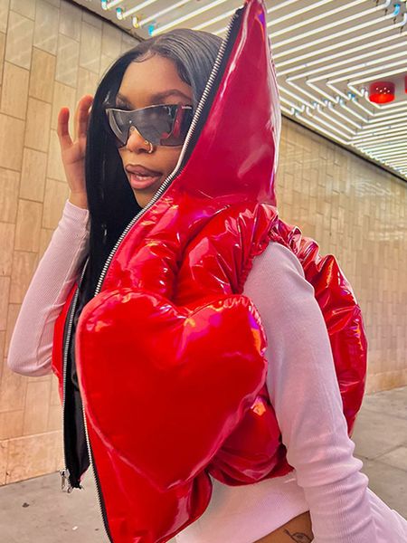 

vest streetwear puffer jacket autumn winter vest sleeveless zipper short crop bubble coat high street casual outerwear 230215, Black;white