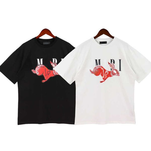 

men's plus size t shirt designer shirts chest rabbit letter print round neck short sleeve summer luxury t-shirts pure cotton hoodie men, White;black