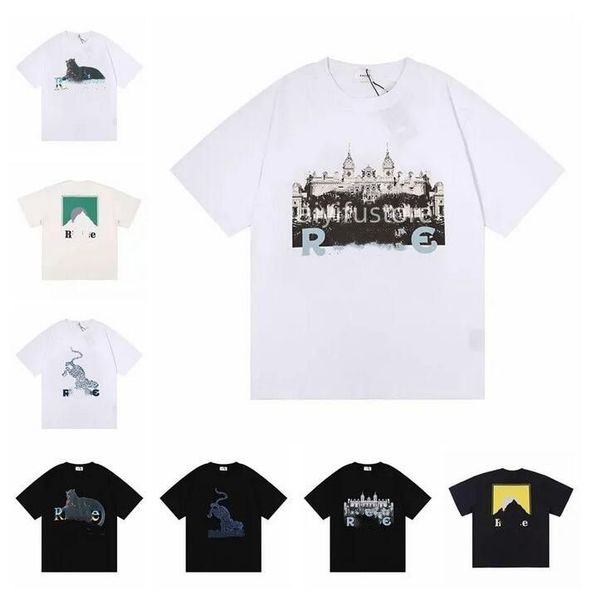 

2023 designer tshirts summer mens t-shirts womens rhudes designers for men letter polos embroidery tshirts clothing short sleeved tshirt la, White;black