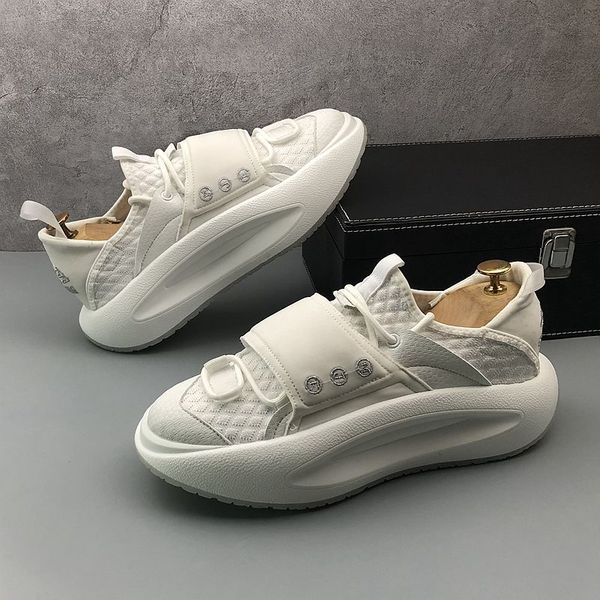 

italian designer dress wedding party shoes fashion canvas breathable lace up casual sneakers round toe thick bottom business driving walking, Black