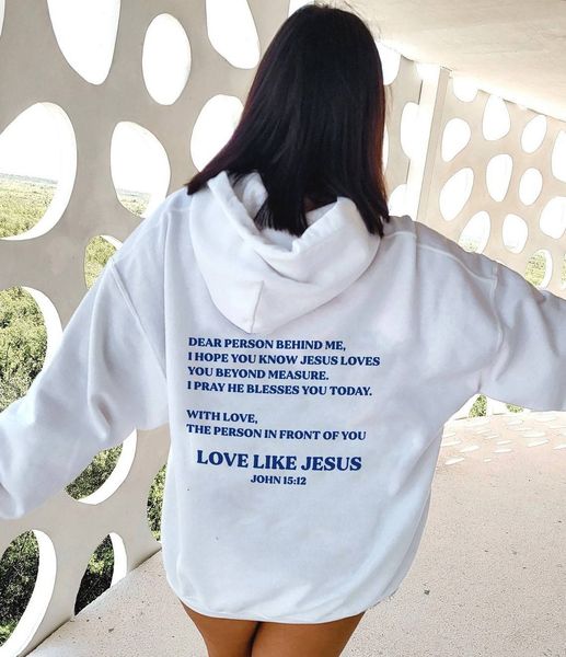 

womens hoodies sweatshirts love like jesus 15 12 hoodie aesthetic women long sleeve dear person behind me christian positivity hoody 230216, Black