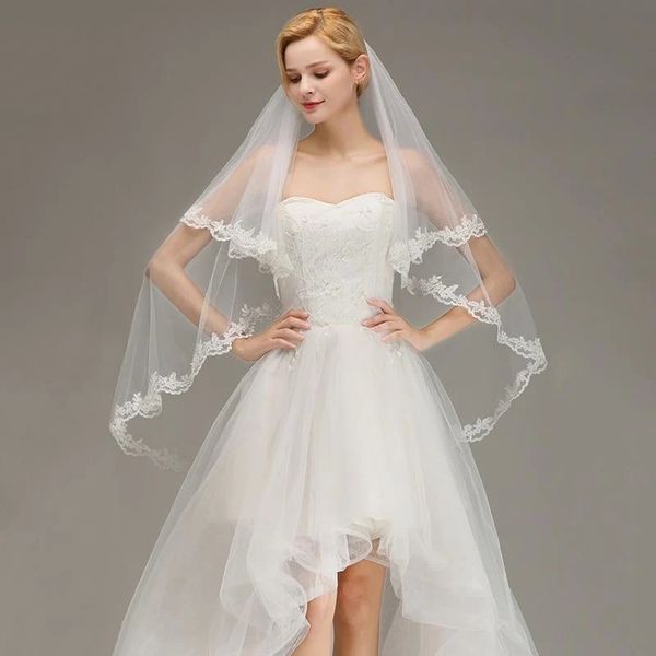 

two layers short with comb soft wedding veils, Black