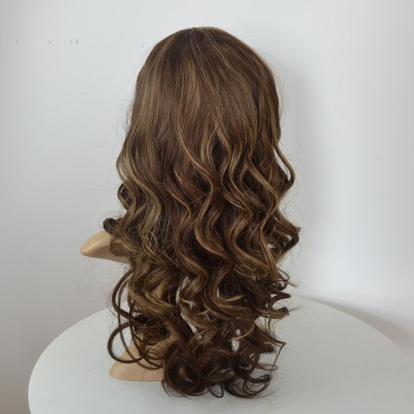 

wave jewish kosher sheitel wig curl 26 inch 8hls12hls16# dark root 4*4 silk slight layervietnamese virgin human hair style 1, Black;brown