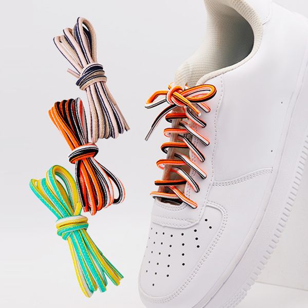 

colorful splicing hoodie drawstring own brand three-color laces men's & women's shoelaces trendy fine round laces, White;pink