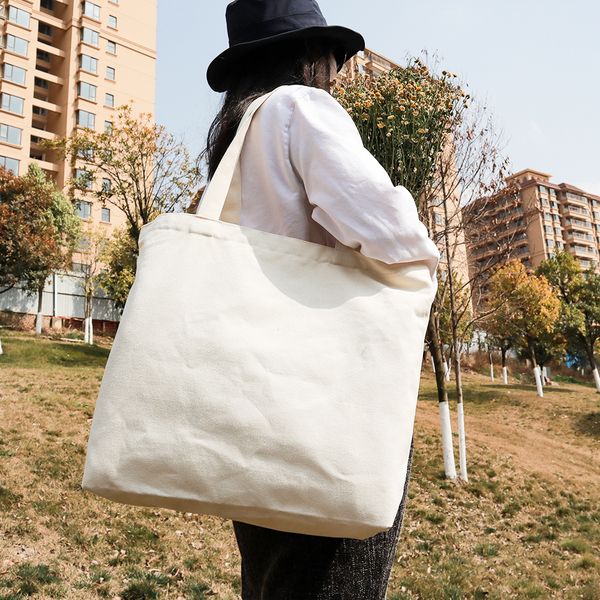 

shopping bag large female canvas cloth shoulder zipper environmental storage handbag reusable eco grocery black 230216