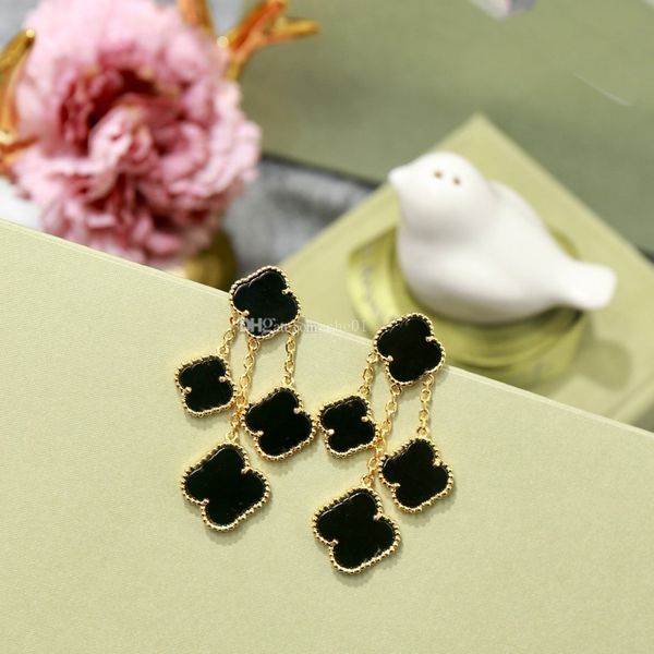 

designer earrings van clover stud flower earring luxury women fashion earings jewelry metal women earring hjfkj, Golden;silver