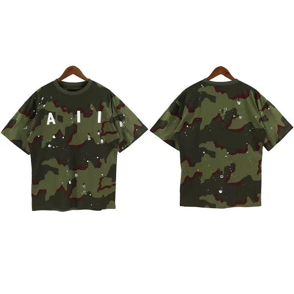 

for colors mens t-shirts men short sleeve leather alphabet embroidery colorful splash ink graffiti alphabet slogan print fog high street t-s, White;black