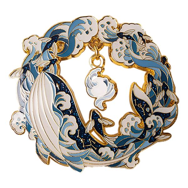 

metal enamel badge brooch ocean series - whale in stock, Gray