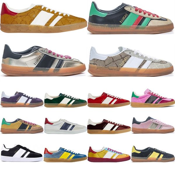 

plate-forme designer shoes gazelle sneaker for men women tennis casual trainers flat platform leather suede velvet metallic sliver pink gree, Black