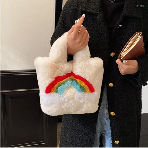 

shoulder bags plush crossbody women's bag trend cartoon print fashion fluffy fur winter small student female handbags