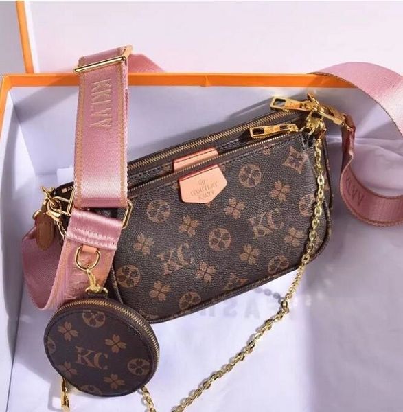 

designer 50colors women shoulder bags multi pochette accessoires genuine leather fashion handbags purses flower mini 3pcs 3 piece set crossb