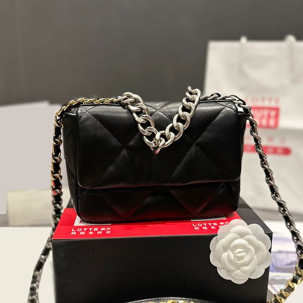 

cc bag cross body womens classic mini 19 series quilted lambskin bags black grey white gold/silver metal chain hand totes crossbody shoulder