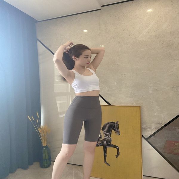 

spring and summer new solid yoga shorts double-sided brushed tight elastic sports fitness