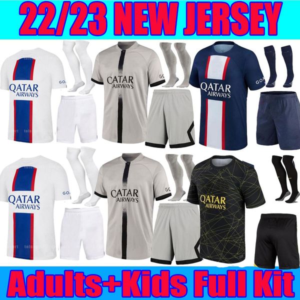 

mbappe hakimi soccer jerseys messis 22 23 maillots de football 2022 2023 marquinhos verratti psgs men kids kit shirt uniform fabian sanches, Black