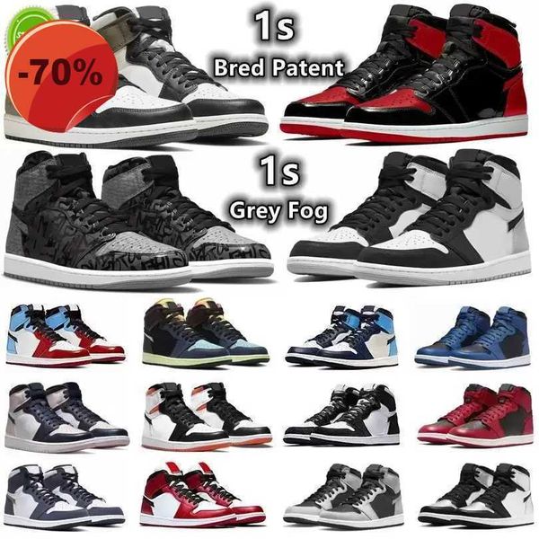 

sandals with box jumpman 1 1s mens womens designer basketball shoes cactus jack fragment panda high dark mocha denim mid dutch green carbon, Black