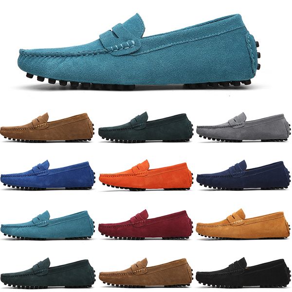 

men casual shoes mens slip on lazy suede leather shoe big size 38-47 orange, Black