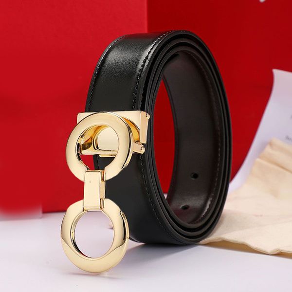 

plated gold belt women luxury ceinture for mens 2 sides plated silver buckle smooth cinturones jeans party simple multiple styles leather de, Black;brown