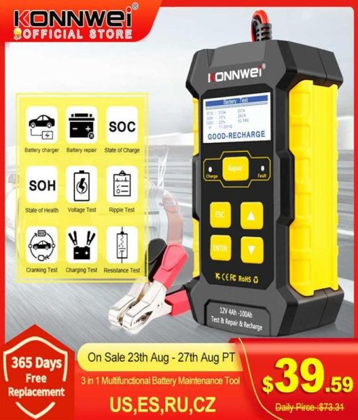 

konnwei diagnostic tools kw510 full automatic 12v car battery tester pulse repair 5a battery chargers wet dry agm gel lead acid ca5170202