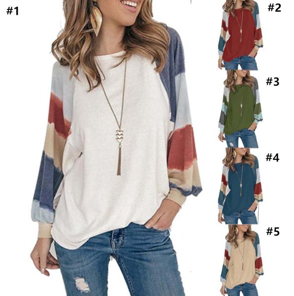 

women's t shirts 2023 women's autumn and winter loose casual puff sleeve round neck long-sleeved t-shirt top, White