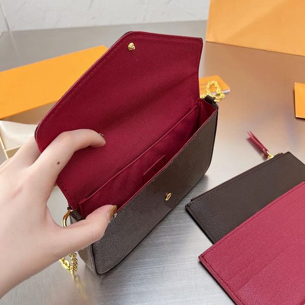 

ladies shoulder bag crossbody felicie pochette shoulder bags handbag designer 3 in 1 women flap pouch zipper wallets gold chain purse