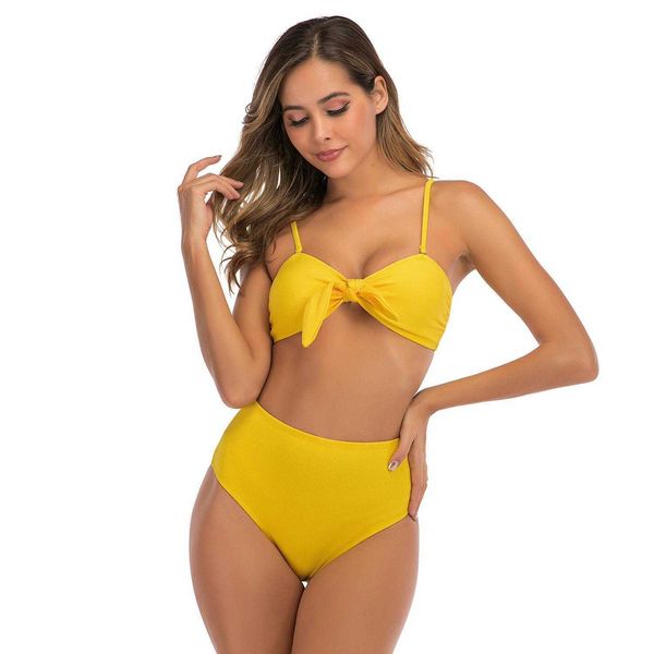 

bikini strap solid color high waist split swimsuit women swimwear, White;black