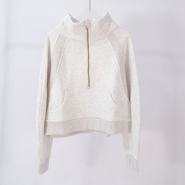 

womens sweatshirt lady yoga hoodies plus lu fashion lu comfy and relax nice color sweater warm pullover half zipper long sleeve pullovers a, Black