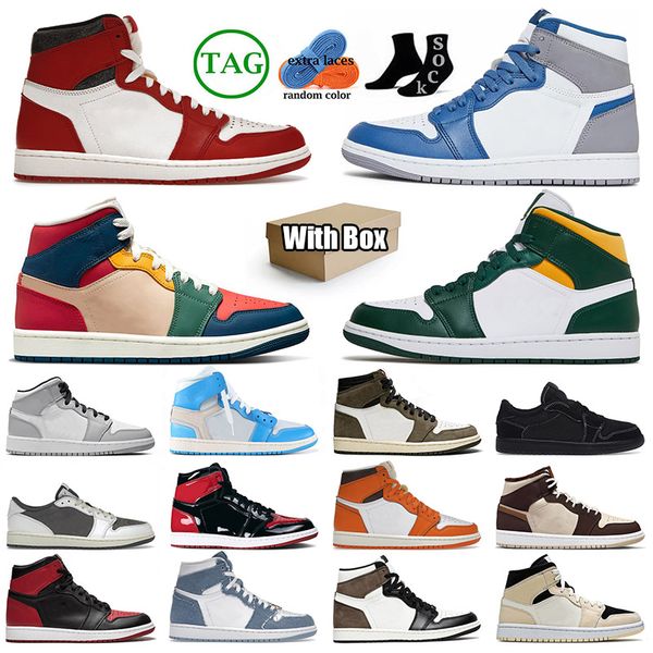 

with box 1 1s mens basketball shoes sneakers black phantom lost and found shadow university blue mid light smoke grey starfish men women tra, White;red