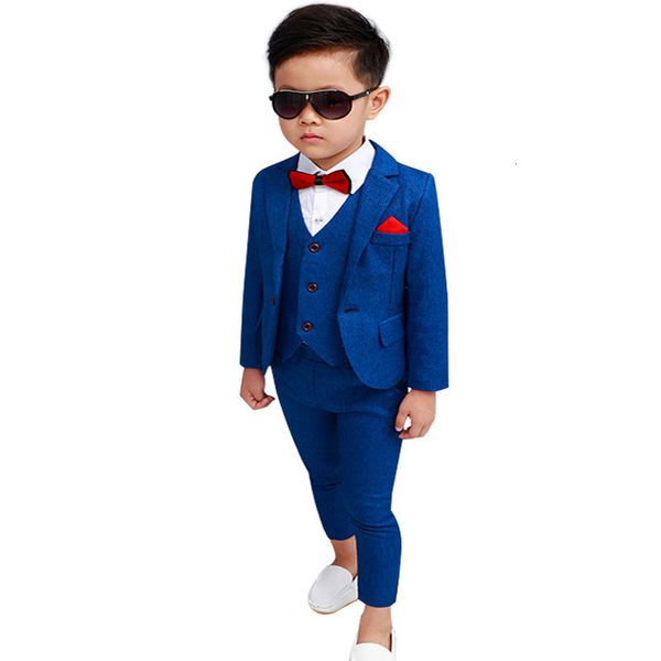 

suits kids formal blazer vest pants suits sets boys wedding party prom piano performance costume children tuxedo dress l11 230216, Black