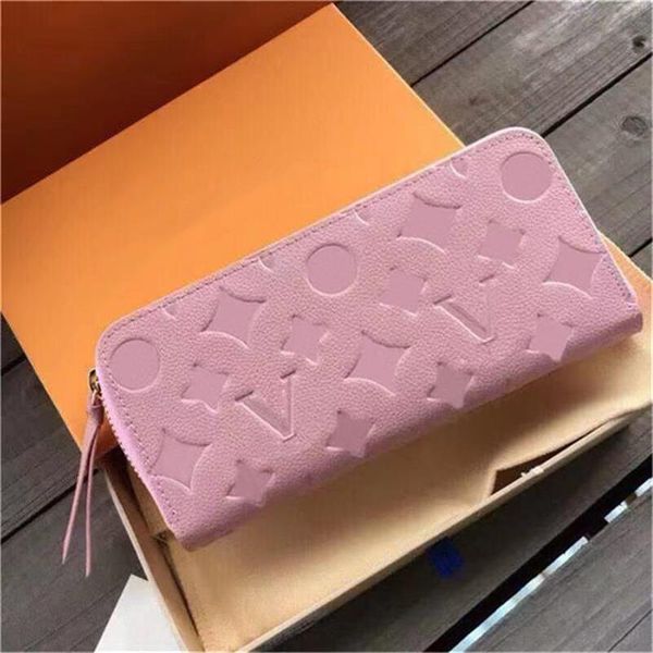 

2023 wallet luxury coin purse embossed zipper clutch wallets purses with orange box card dust bag 60017, Red;black