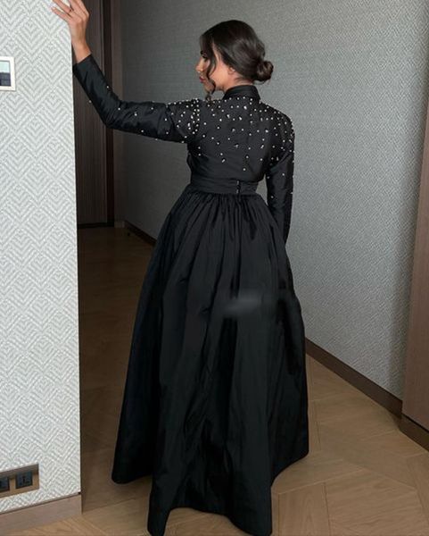 

beach evening dresses 2023 v-neck side split vestidos de fiesta zipper back crystals robe de soiree long prom gowns, Black;red