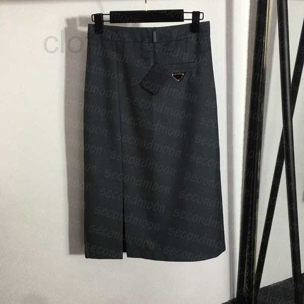 

skirts designer women fashion split luxury high waist metal badge casual style dress 1jbu, Black