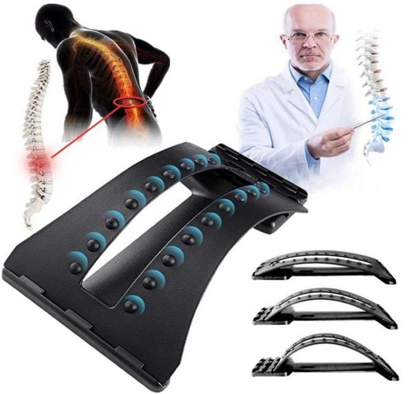 

back support back massage stretcher lumbar support spine pain relief chiropractic 18 trigger points 3level stretching device 221113591831, Black;blue