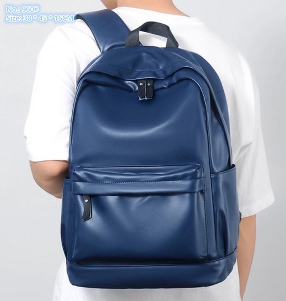 

factory wholesale men shoulder bags 2 colors college style solid color leather backpack simple atmosphere vertical mens handbag joker comput