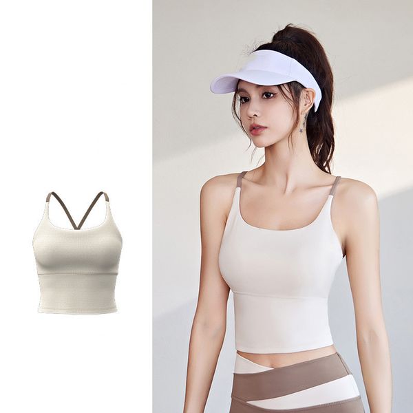 

yoga sports underwear women's new high-elastic nude bra, skin-friendly yoga vest, spring and autumn sports fitness vest 02