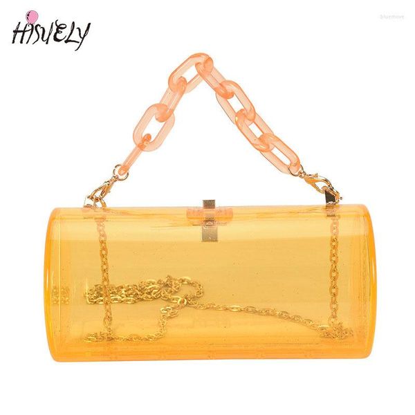 

shoulder bags personality cylinder box small bag female summer acrylic transparent chain messenger jelly tide