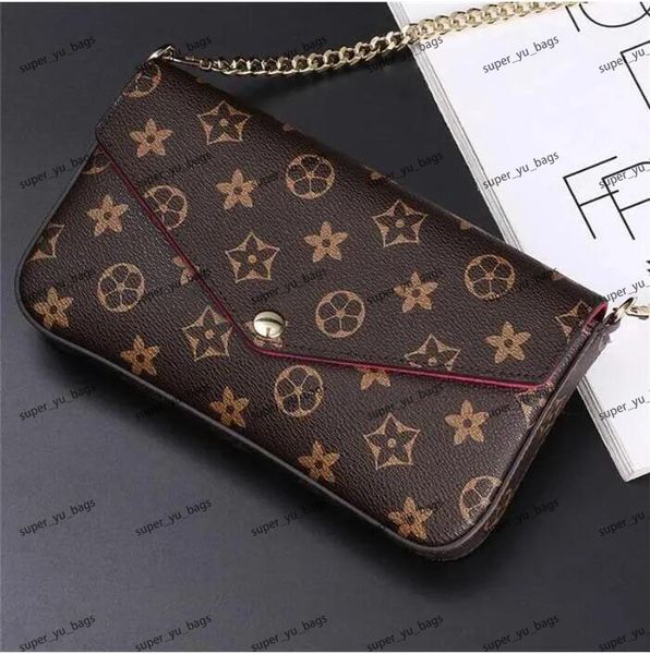 

2023 women messenger leather handbag evening bag original box flower checkers date code serial number embossed patterns.