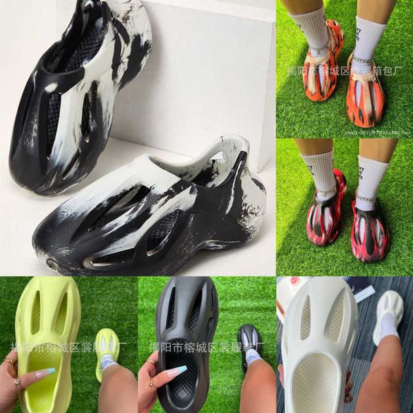 

men and women sandals lovers wear summer 2023 shoes tie-dyed slides, Black