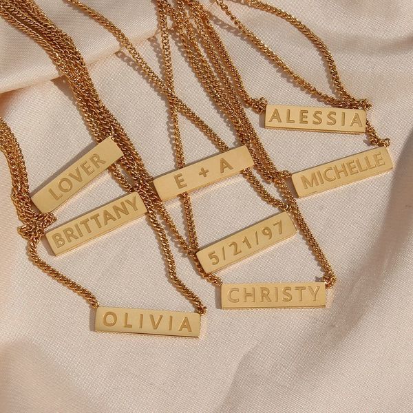 

strands strings stainless steel 18k gold plated waterproof personalized name necklace for women girl custom personal text 230215, Black