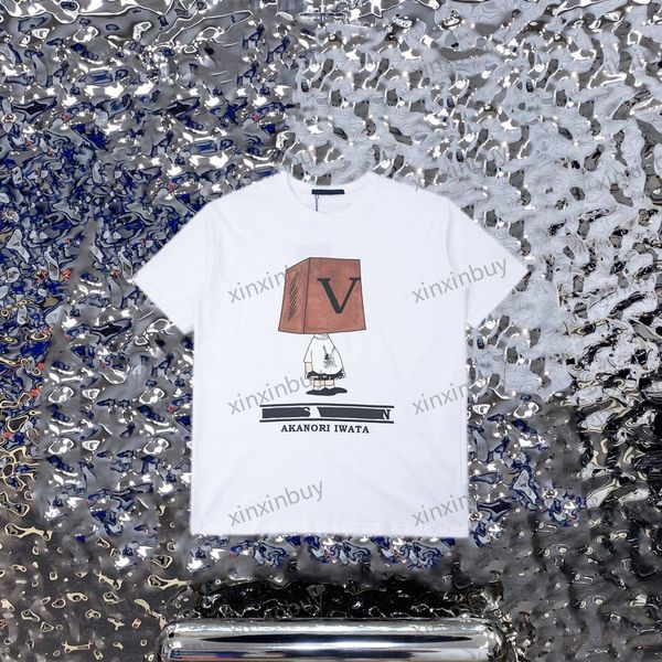 

xinxinbuy men designer tee t shirt 23ss paris los angeles finger print short sleeve cotton women white black beige s-xl, Black;brown