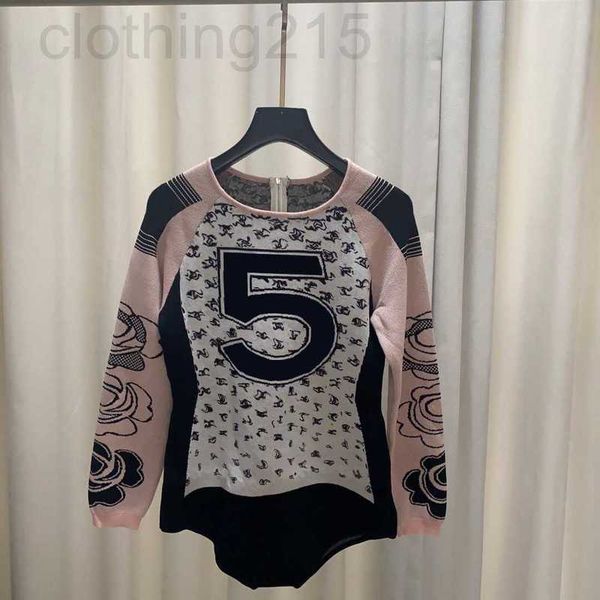 

women's jumpsuits & rompers designer 2022 new fashion luxury long sleeve o-neck knit pullover women embroidery elegant casual zipper bo, Black;white
