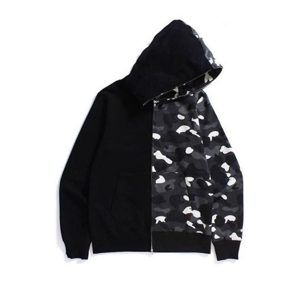 

2023 mens designer hoodies zip up shark jakcets long sleeve hooded coats loose camouflage jacket print woman hoody 2h2q, Black