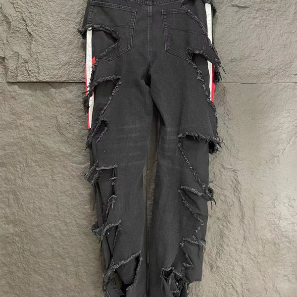 

men's pants luxury brand original design ripped jeans casual loose highend fashion women's famous trousers 230215, Black