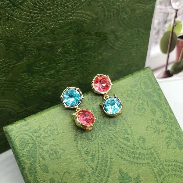 

charm earrings 2022 new fashion luxury brand designer gemstone pendant women classic asymmetrical earrings wedding party jewelry with box an, Golden