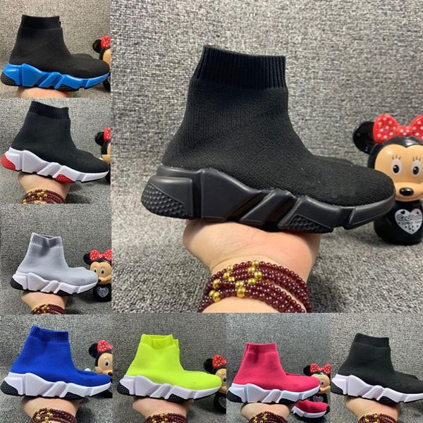 

with box kid boy girl speed runner sock for boys socks shoes boots child trainers teenage light and comfortable sneakers chaussure288c, Black