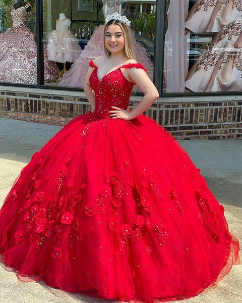 

princess red quinceanera prom dresses off shoulder sweet 15 party ball gown crystal, Black