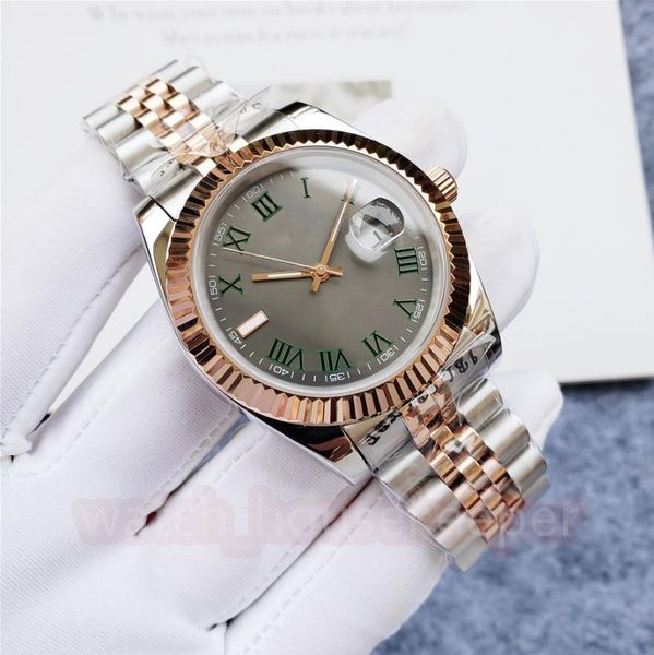 

2023 men's mechanical watch 40mm gold stainless steel 904l waterproof luminous sapphire glass roman watch, Slivery;brown