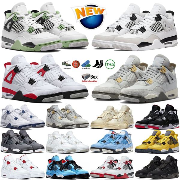 

basketball 4 shoes with box for men women jumpman 4s military black cat seafoam red cement thunder pn dust white oreo university blue