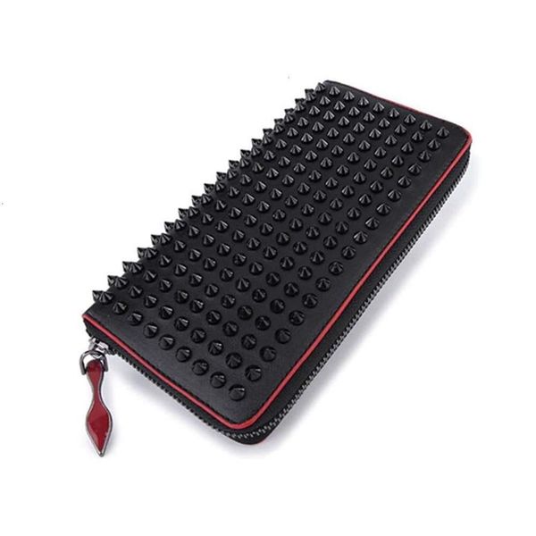 

style red bottom panelled spiked clutch women patent real leather mixed color rivets bag clutches lady long purses with spikes men2458, Red;black